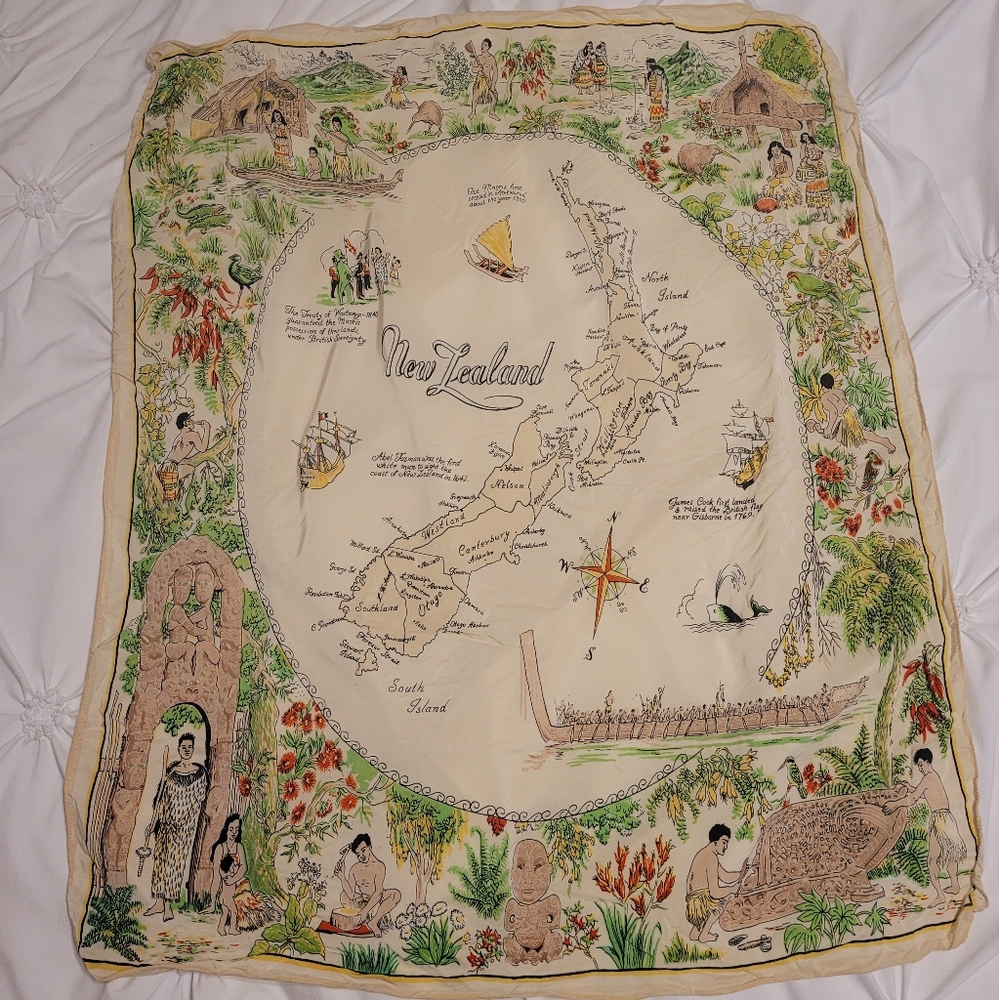 Map of New Zealand Patterned Scarf, Kerchief